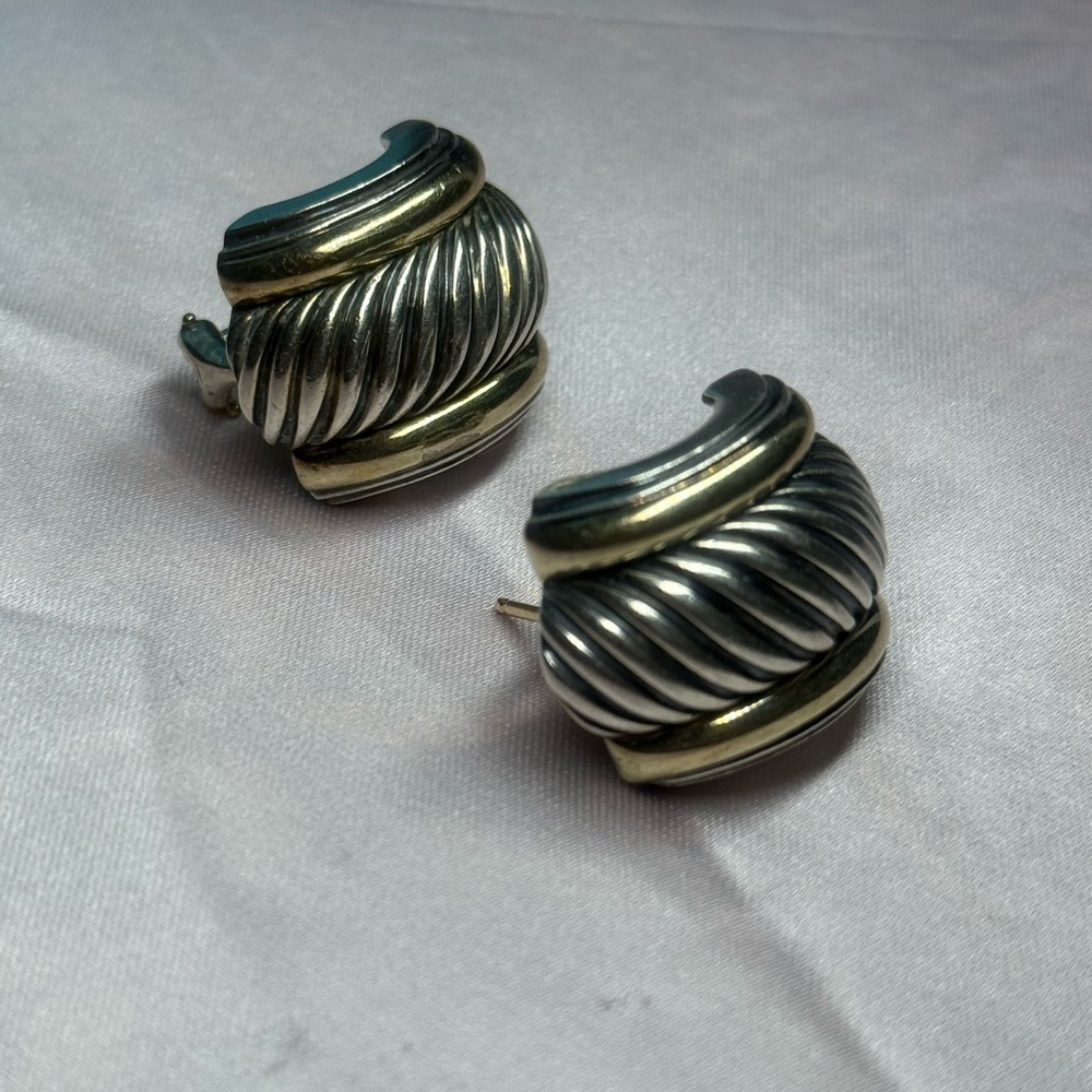 David Yurman Sterling Silver and Gold Earrings